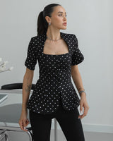 Dot Peplum Blazer Top