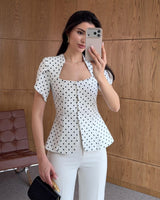 Dot Peplum Blazer Top
