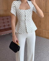 Dot Peplum Blazer Top