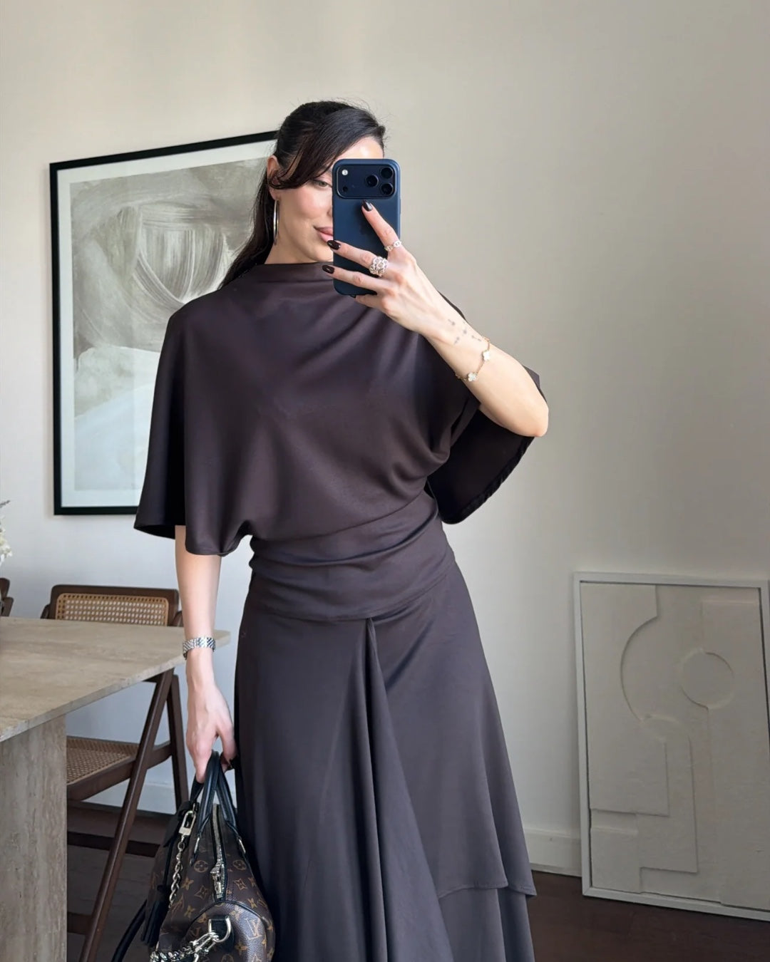 Draped Asymmetric Skirt Set