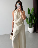 Draped Halter Jumpsuit