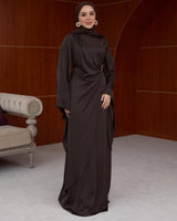 Draped Satin Evening Maxi Dress