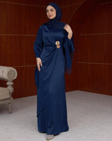 Draped Satin Evening Maxi Dress