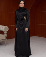 Draped Satin Evening Maxi Dress