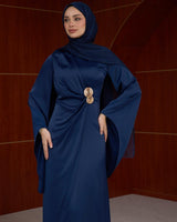 Draped Satin Evening Maxi Dress