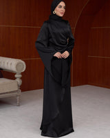 Draped Satin Evening Maxi Dress