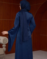 Draped Satin Evening Maxi Dress