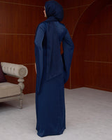 Draped Satin Evening Maxi Dress