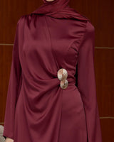 Draped Satin Evening Maxi Dress