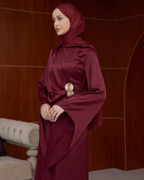 Draped Satin Evening Maxi Dress