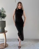 Draped Silhouette Midi Dress