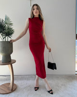 Draped Silhouette Midi Dress