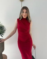 Draped Silhouette Midi Dress