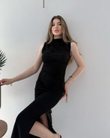 Draped Silhouette Midi Dress