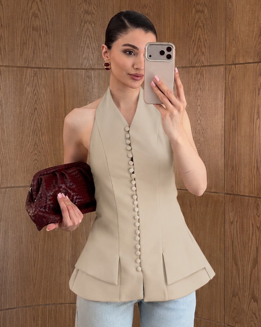 Elan Halter Blazer Top