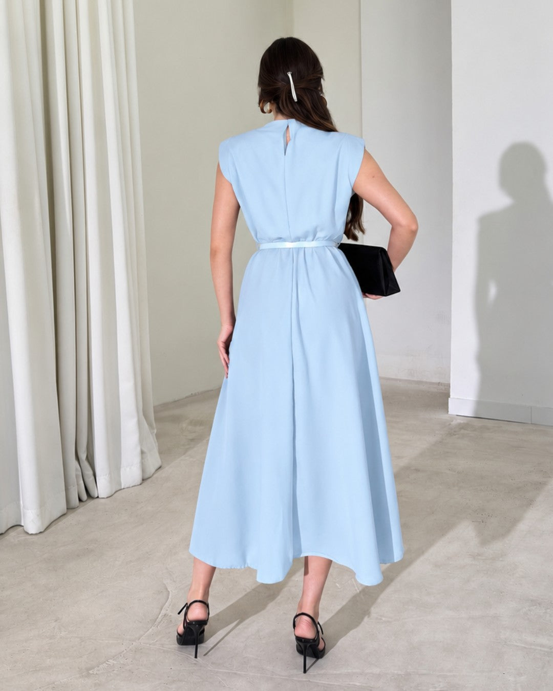 Elara Belted Midi Dress