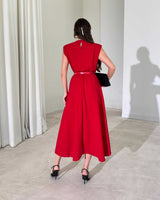 Elara Belted Midi Dress
