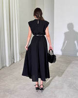 Elara Belted Midi Dress