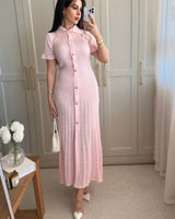 Elegant Buttoned Knit Dress