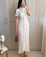 Elegant Buttoned Knit Dress