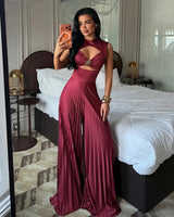 Elegant Cut-Out Pleated Jumpsuit