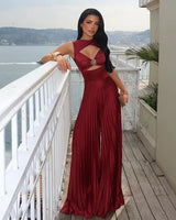 Elegant Cut-Out Pleated Jumpsuit