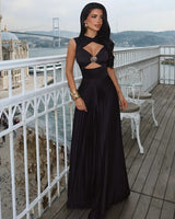 Elegant Cut-Out Pleated Jumpsuit