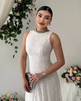 Elegant Waistline Lace Dress