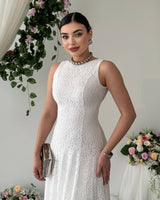 Elegant Waistline Lace Dress