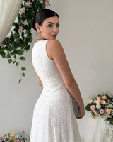 Elegant Waistline Lace Dress