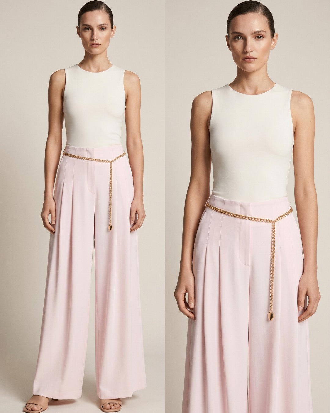 Elegnant Chain Detail Trousers + Belt