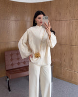 Embroidered Belted Top