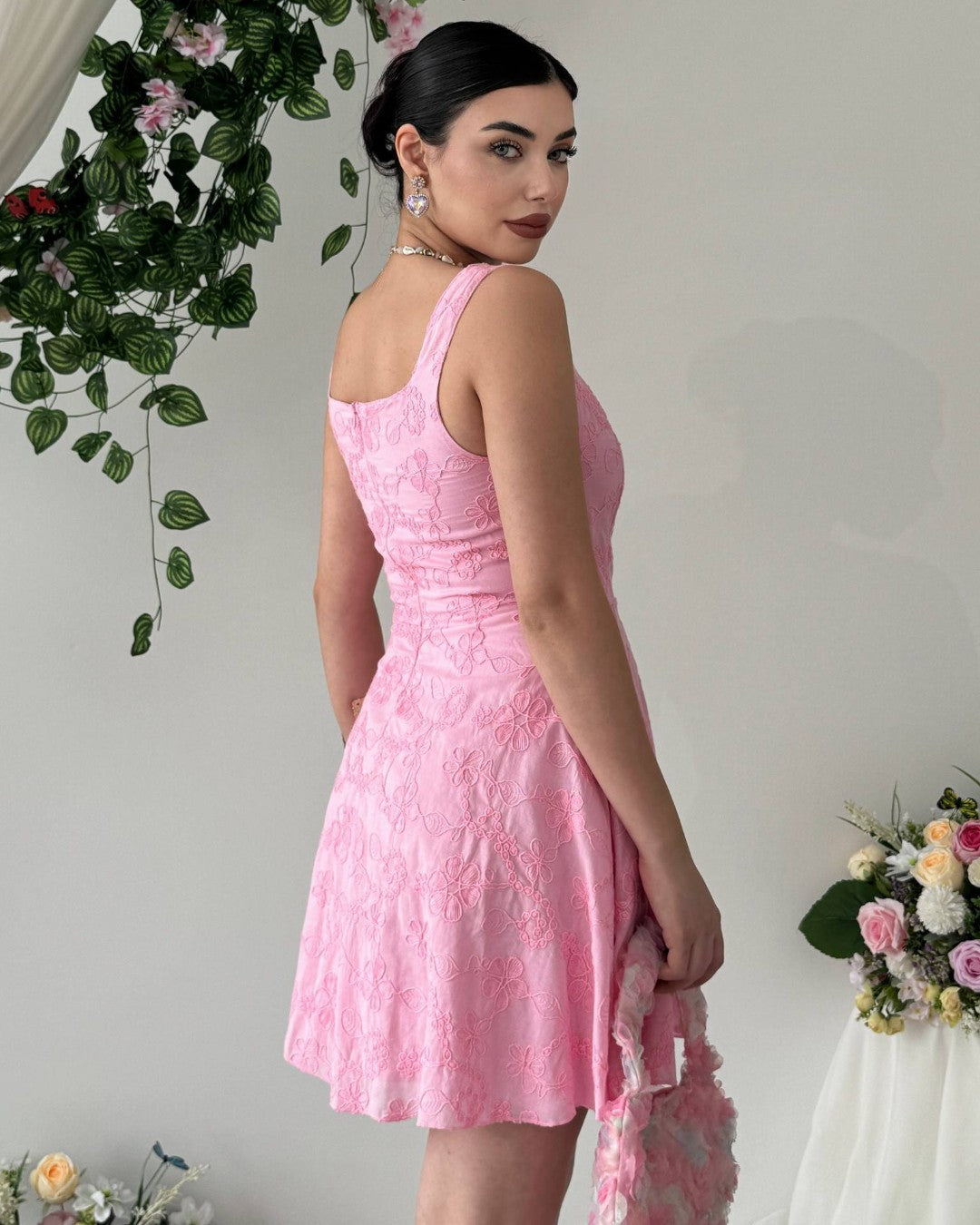Embroidered Floral Mini Dress