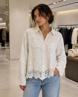 Embroidered Lace Button-Up