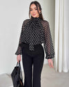 Feminine Bow Detail Polka Top