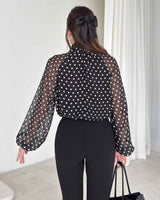 Feminine Bow Detail Polka Top