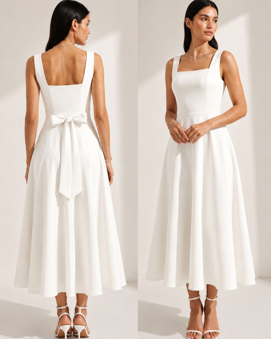 Féminine Bow Midi Dress