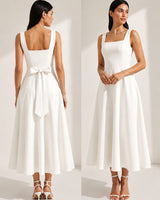 Féminine Bow Midi Dress