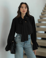 Feminine Bow Tie Blouse