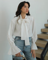 Feminine Bow Tie Blouse