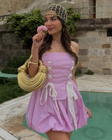 Feminine Pink Corset Set