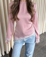 Feminine Satin Lace Blouse