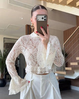 Feminine Sheer Lace Top