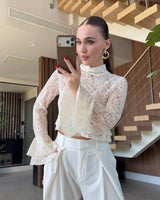 Feminine Sheer Lace Top