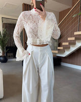 Feminine Sheer Lace Top