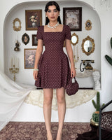 Flared Waist Polka Mini