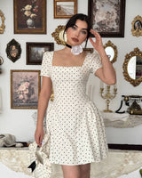 Flared Waist Polka Mini