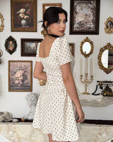 Flared Waist Polka Mini