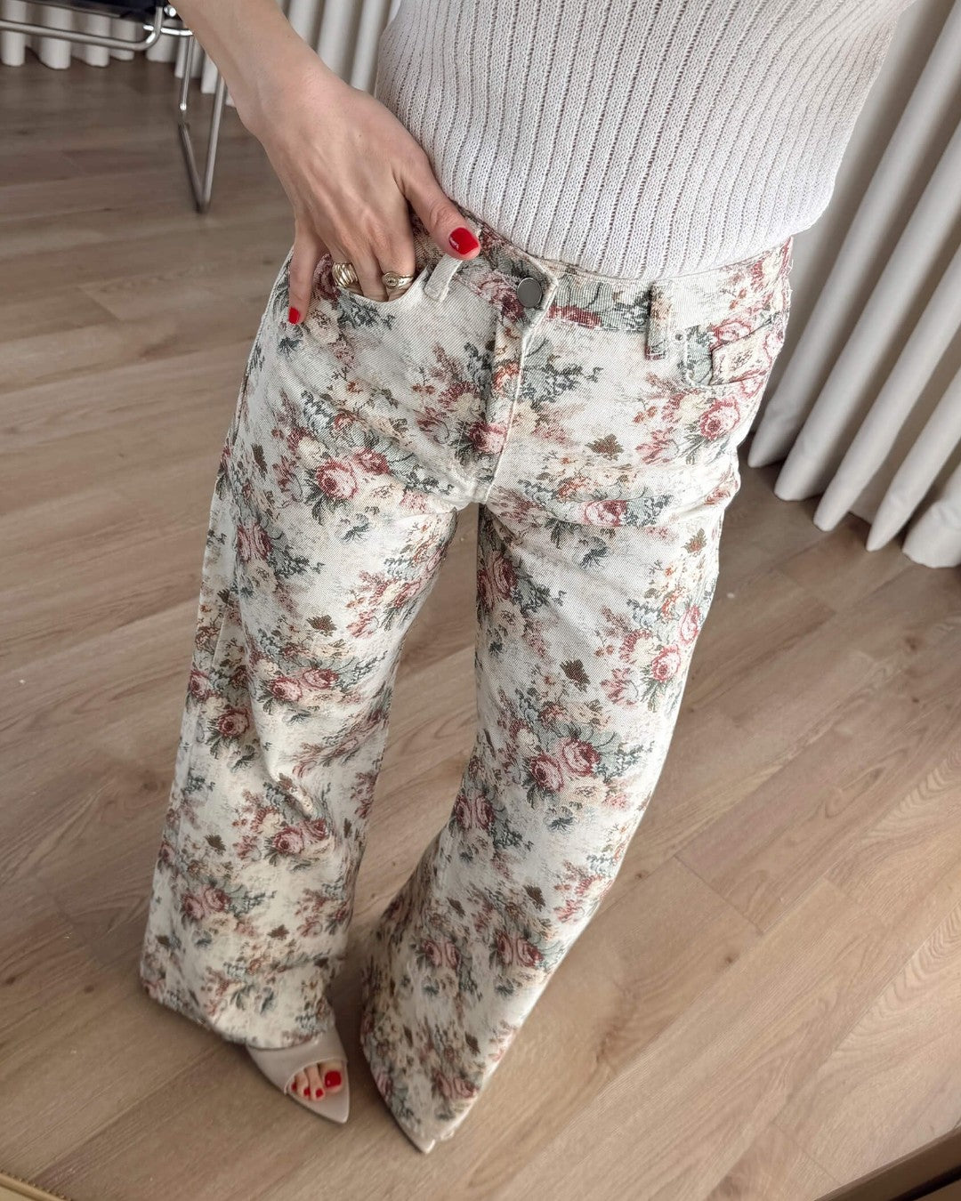 Floral Jacquard Pants + Belt