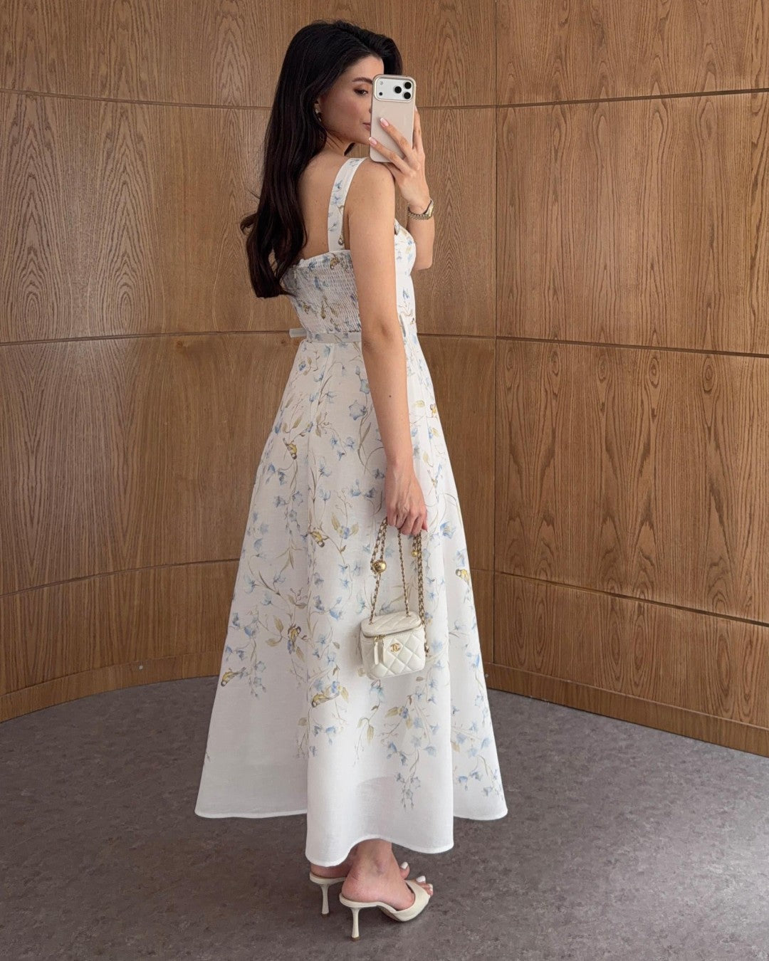Floral Waist-Detail Midi Dress
